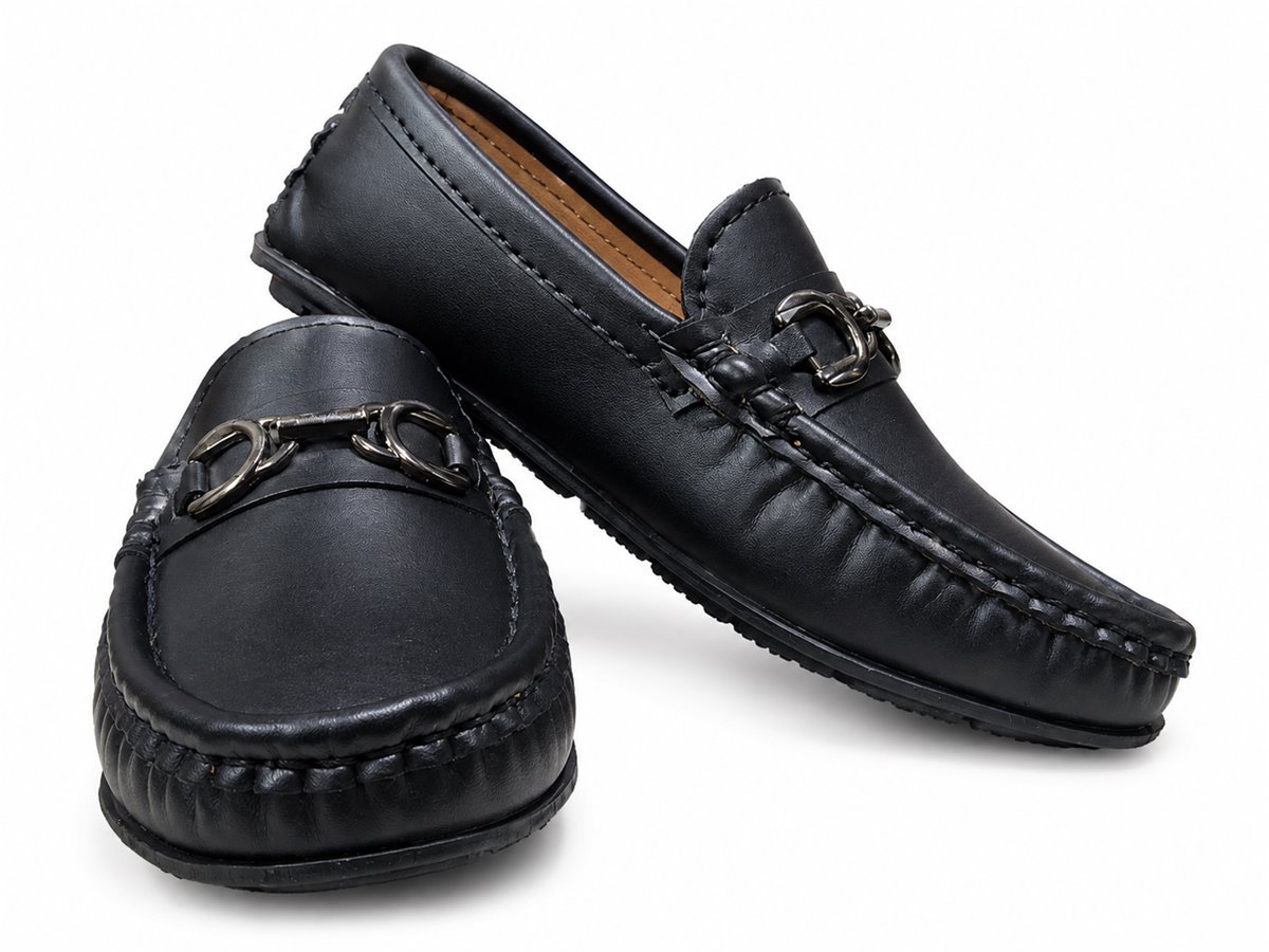 Black horsebit loafers for boys - photo 1