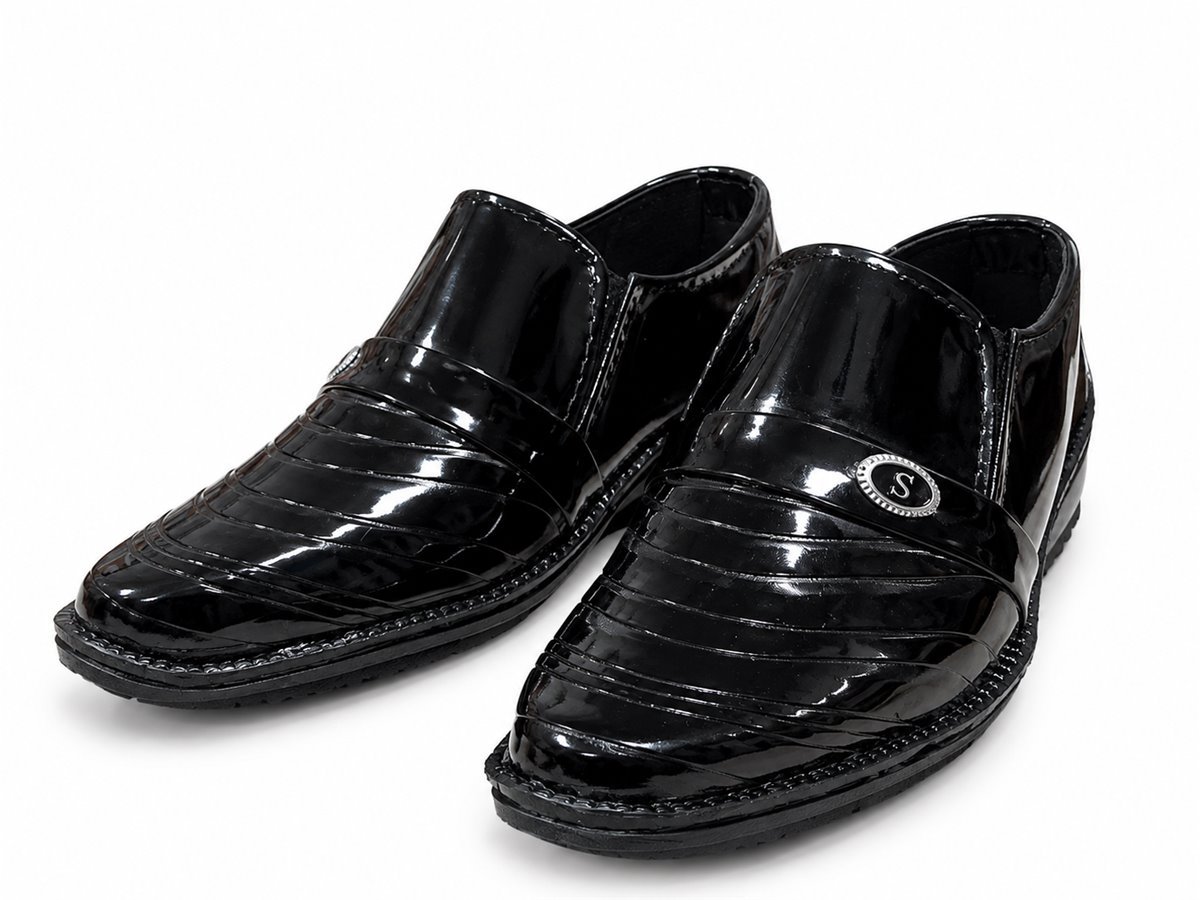 Black glossy formal slip-on shoes for boys - photo 1