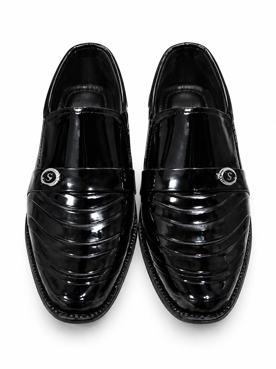 Black glossy formal slip-on shoes for boys - photo 2