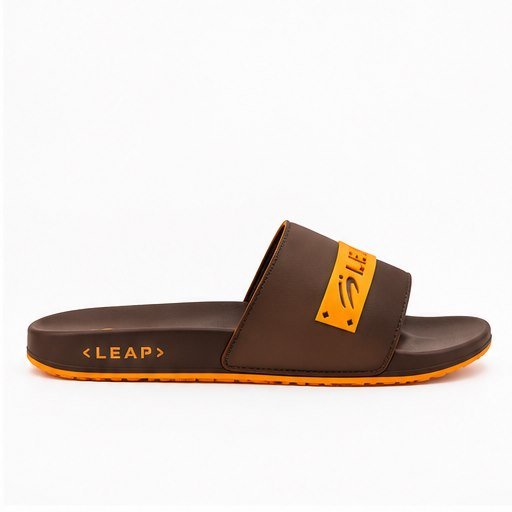 Brown and orange slides for men - photo 2
