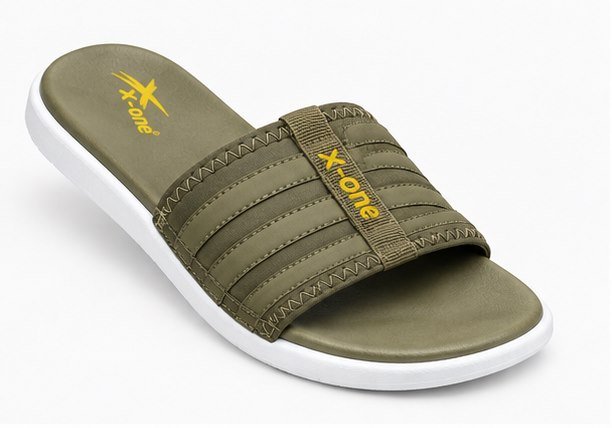 Olive striped slides for men - photo 1