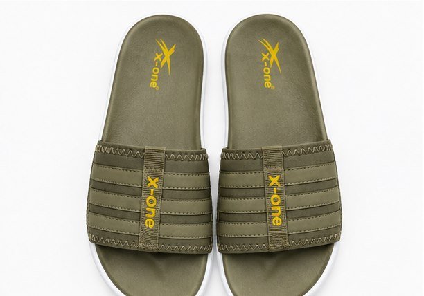 Olive striped slides for men - photo 3