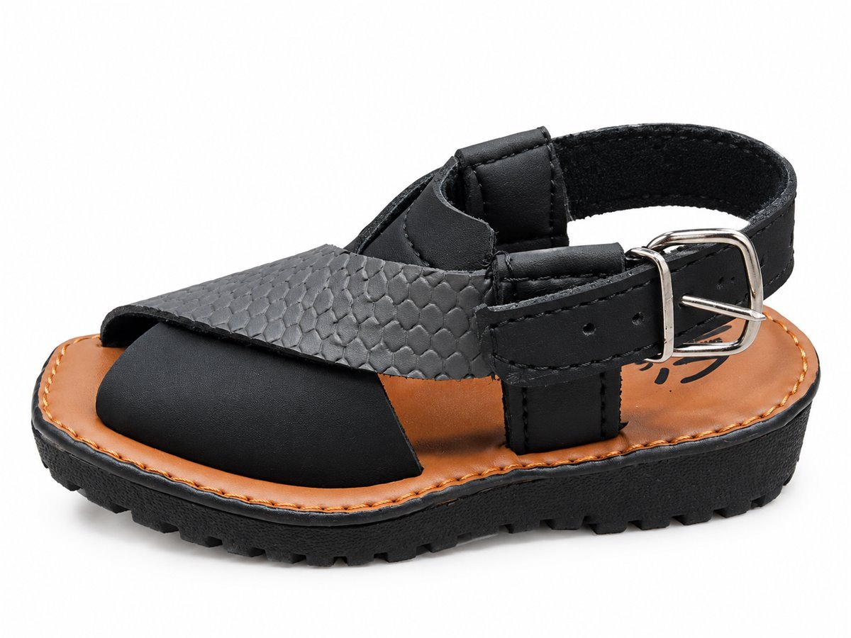 Peshawari chappal for boys in black and grey - photo 2