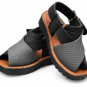 Peshawari chappal for boys in black and grey - photo 1