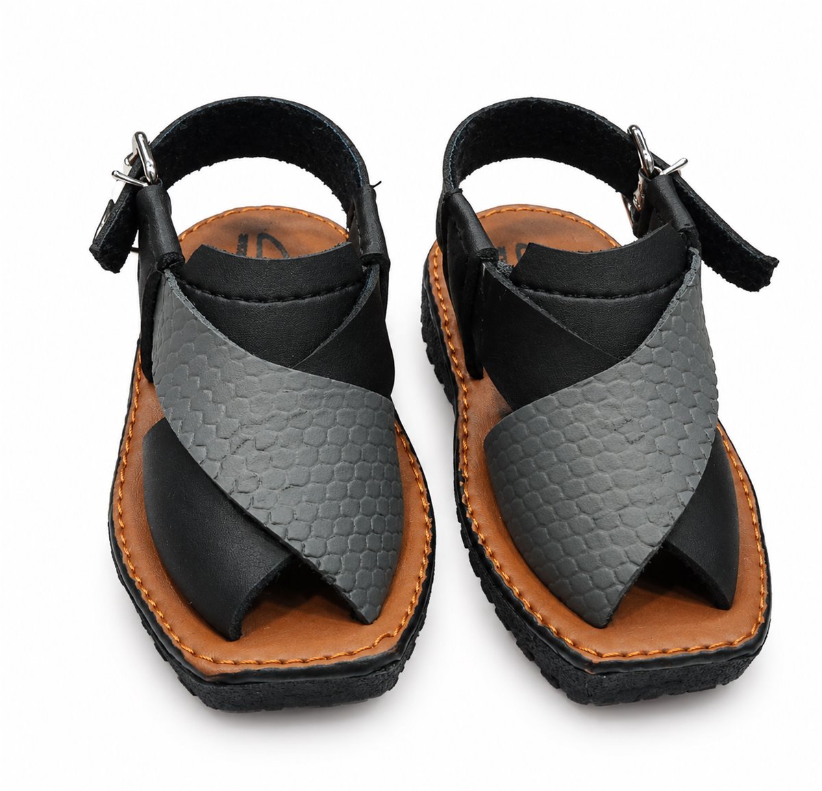 Peshawari chappal for boys in black and grey - photo 3