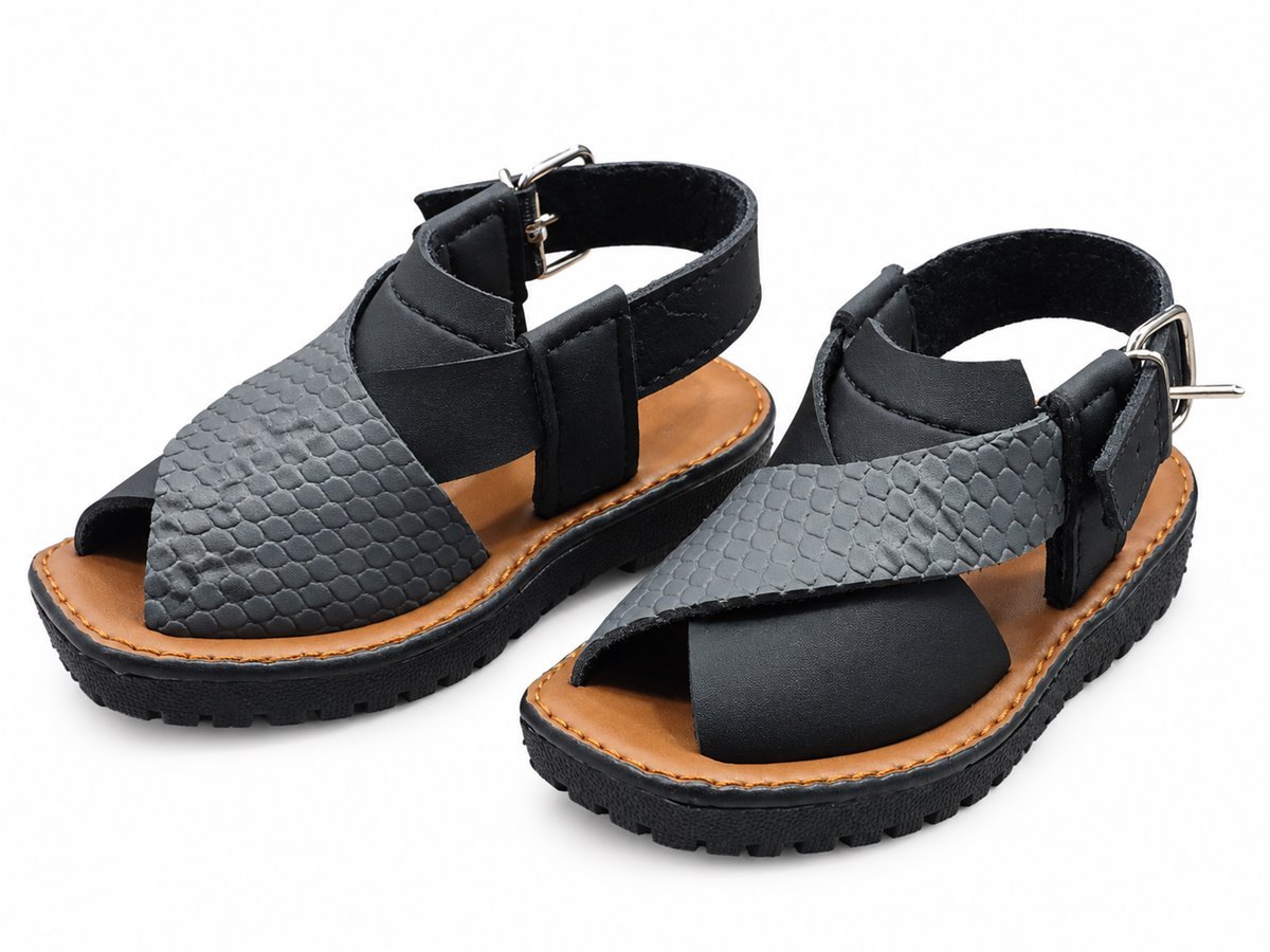 Peshawari chappal for boys in black and grey - photo 4