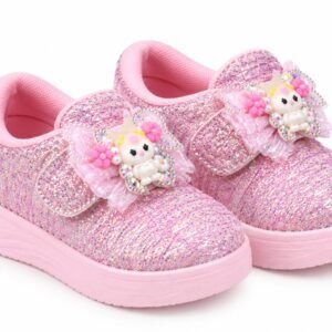 Pink glitter bunny bow LED sneakers for girls - photo 1