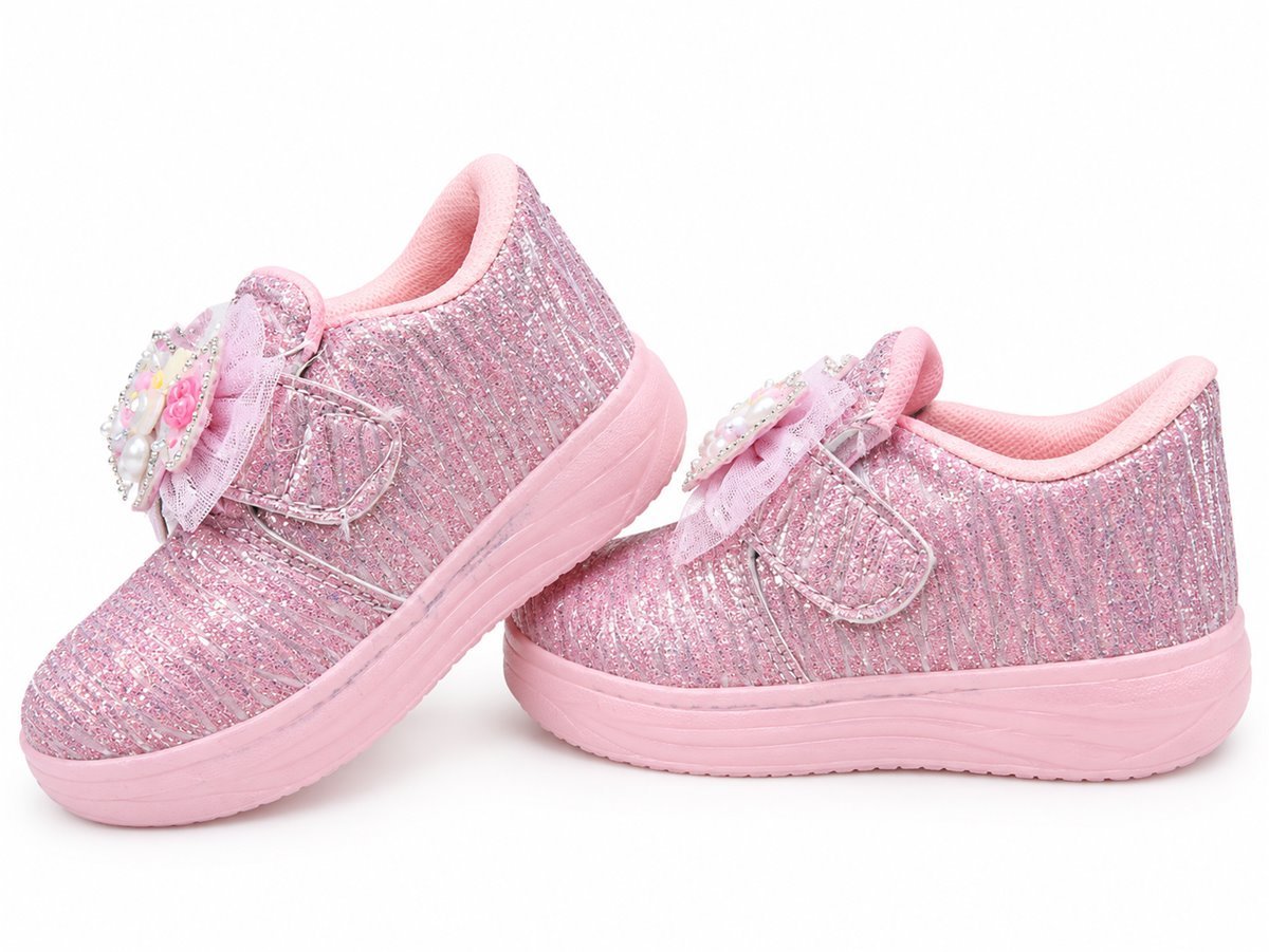 Pink glitter bunny bow LED sneakers for girls - photo 3