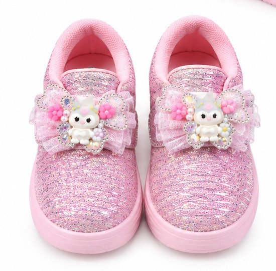 Pink glitter bunny bow LED sneakers for girls - photo 4
