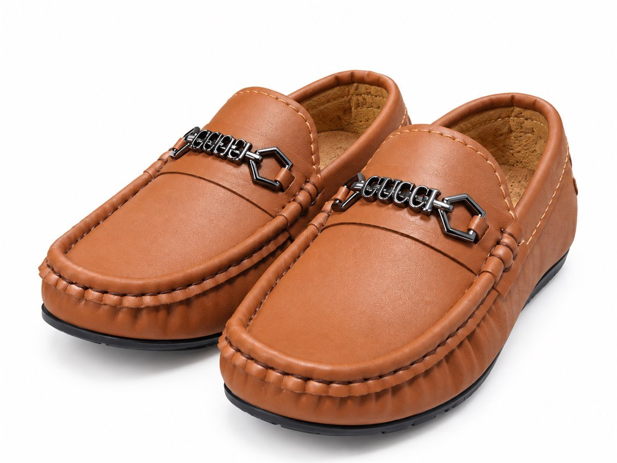 Tan chain-link loafers for boys - photo 3