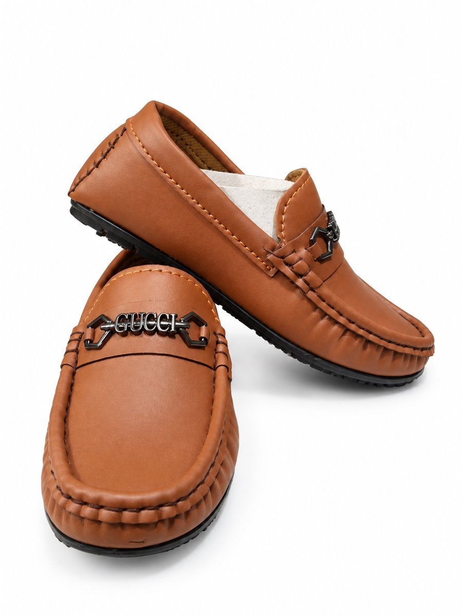 Tan chain-link loafers for boys - photo 4